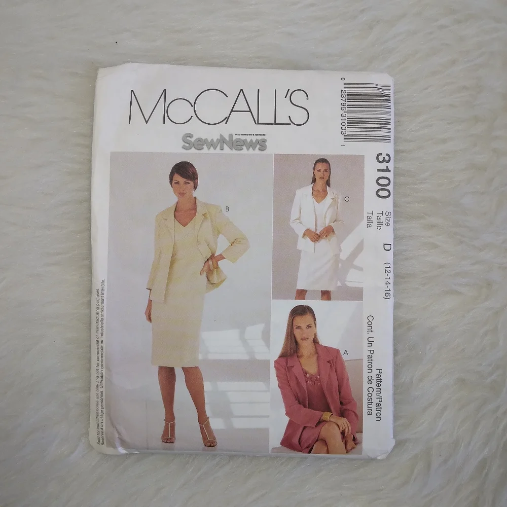 MCCALL'S 3100 SZ 12-16 Misses dress and lined jacket presented by Sew News Magaz